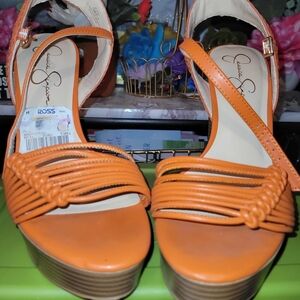Jessica Simpson Women's Orange Wood Style Heels